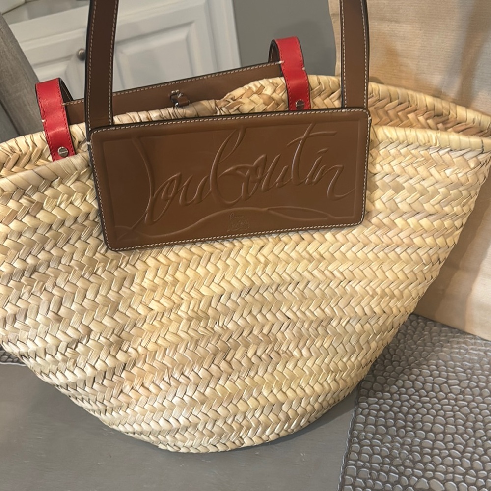 Christian Louboutin Woven Tote with Brown and Red Accents